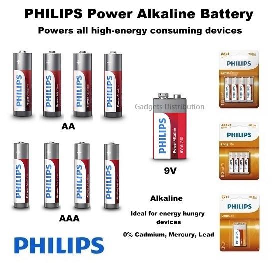 PHILIPS Original Power Alkaline Battery AA AAA 9V 2764.1 2765.1 2766.1