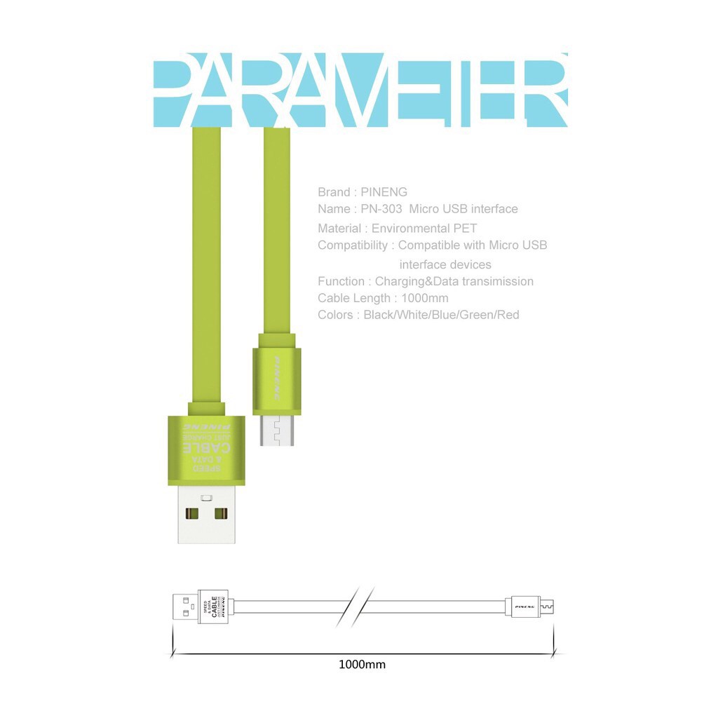 Pineng PN-303 Quick Fast Charge PN-303 Micro USB Cable For Android
