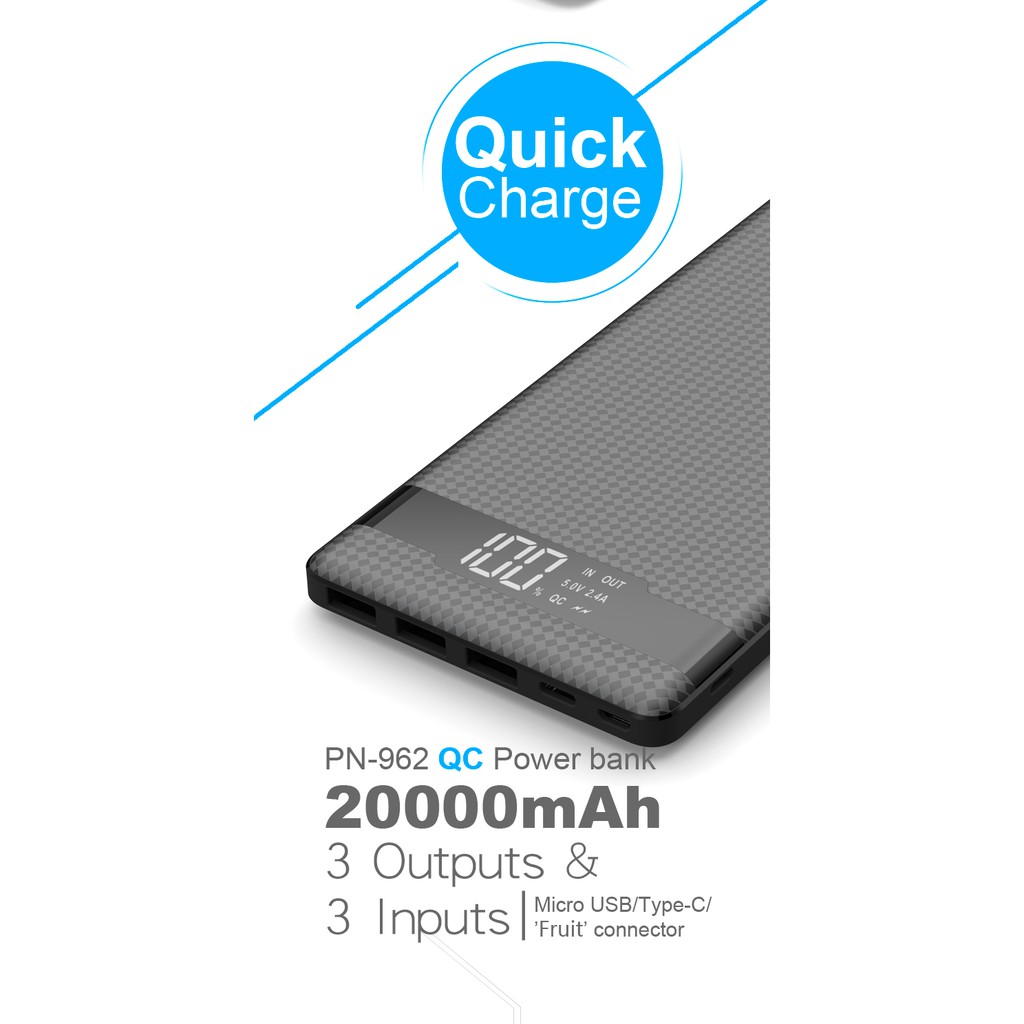 Pineng Powerbank PN962 Qualcomm Quick Charge 3.0 20000mAh