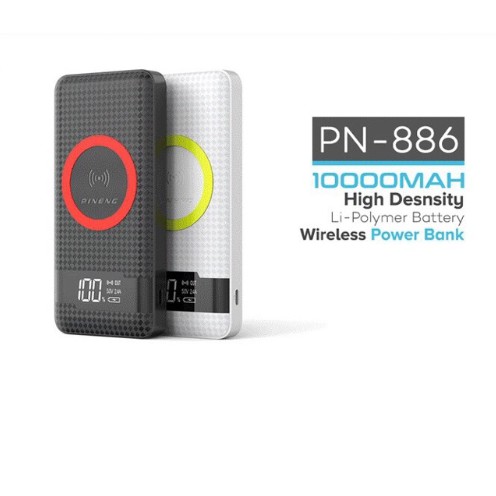 Pineng Wireless Power Bank PN 886 Super Slim 3 Input PowerBank 10000mAh