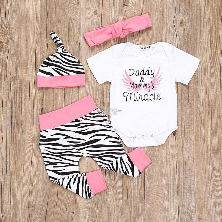 Pink Daddy &amp; Mommy&#39;s Miracle 4pcs Romper Set
