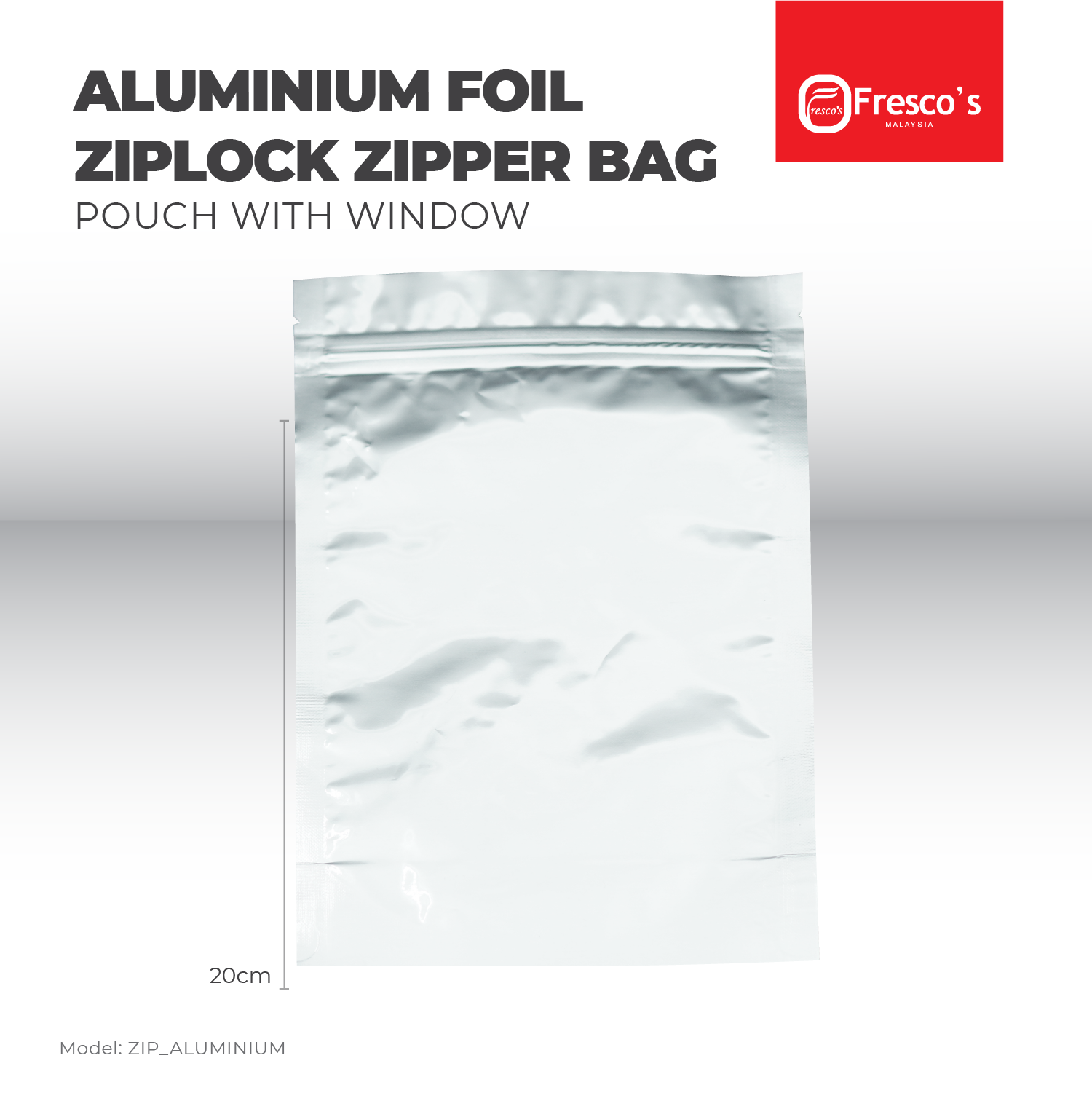 Plastic Ziplock Aluminium Standing Bag Pouch with Zipper 100pcs