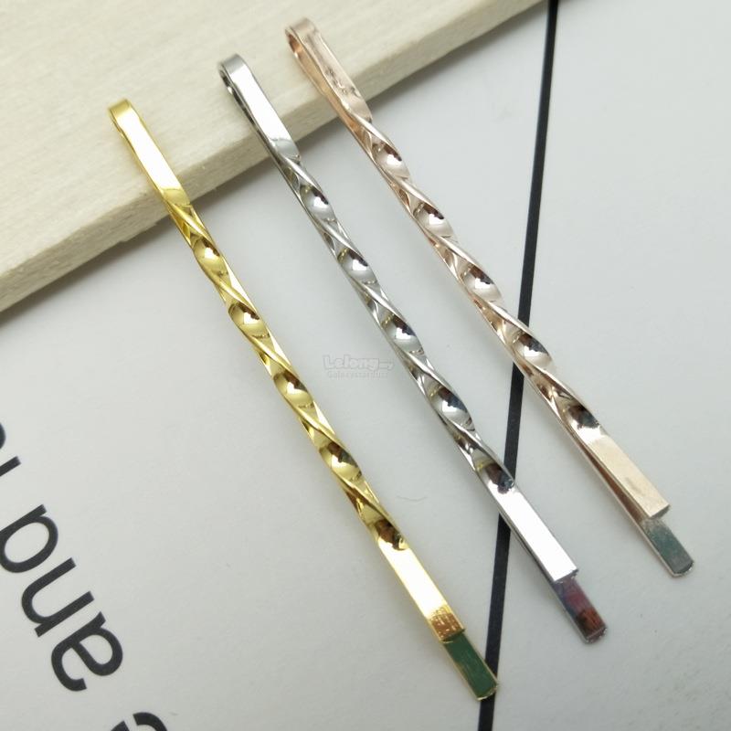 Platinum Gold Silver-Glam Hair Pin Clip-Geometric Shiny Reflective