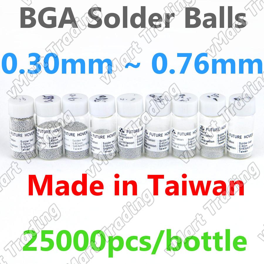 PMTC Sn63Pb37 BGA Solder Ball 25K 0.30mm ~ 0.76mm Bundle [9 Sizes]