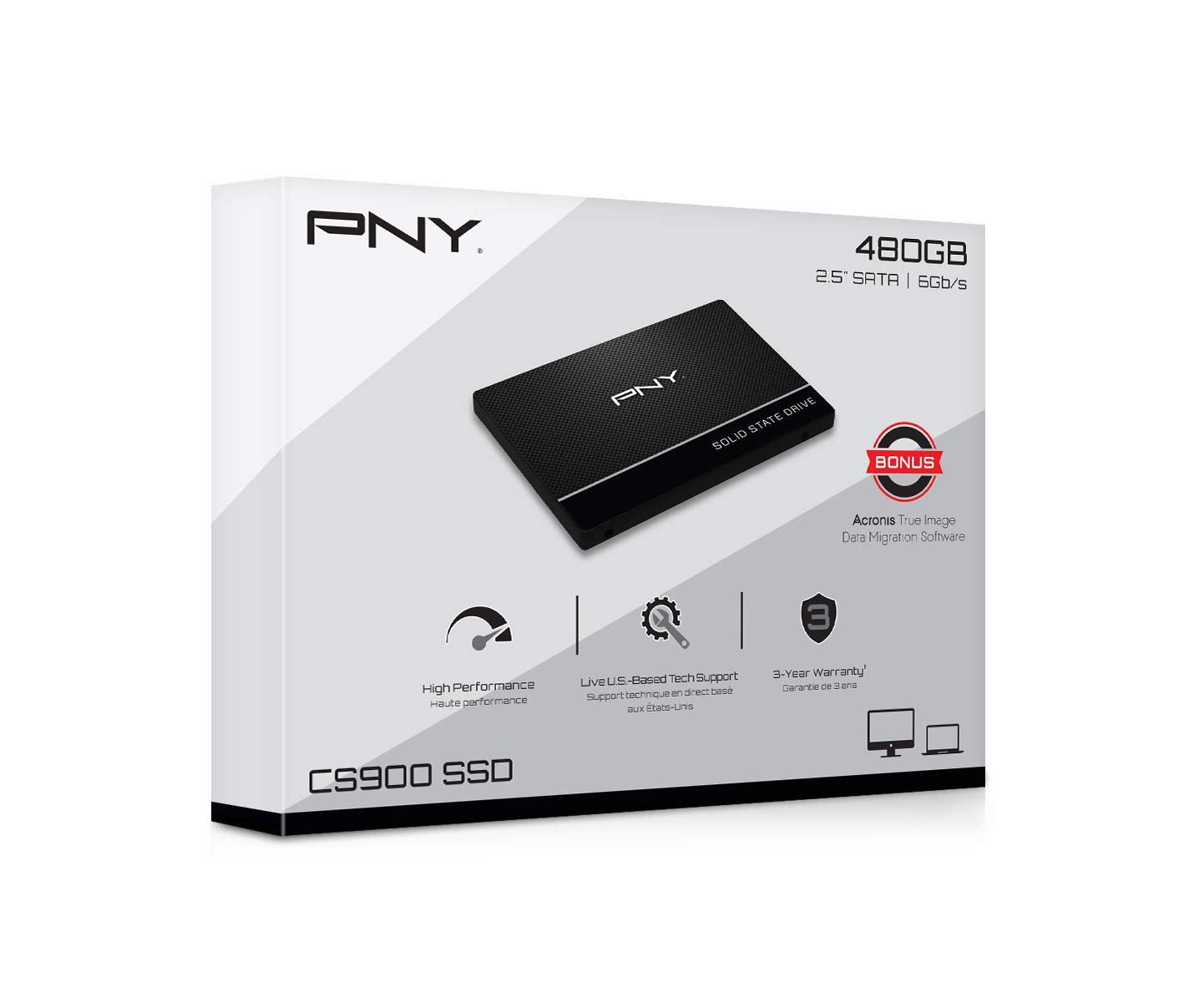 PNY CS900 3D NAND 480GB SATA SSD (SSD7CS900-480-RB)