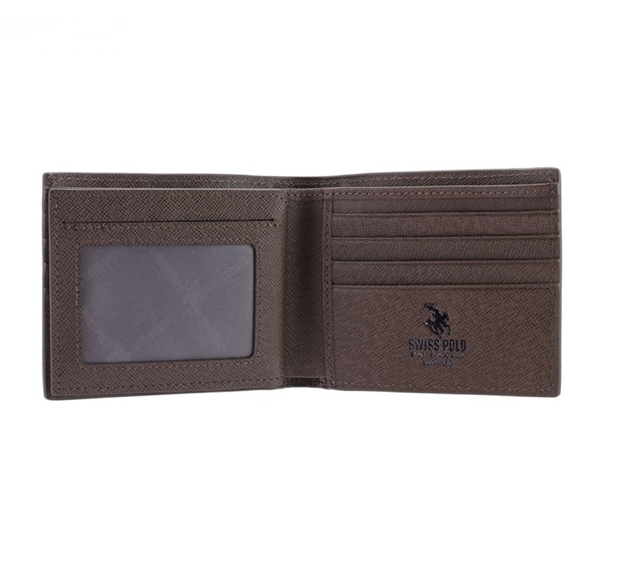 Polo RFID Blocking Bi-Fold Genuine Leather Wallet - Coffee