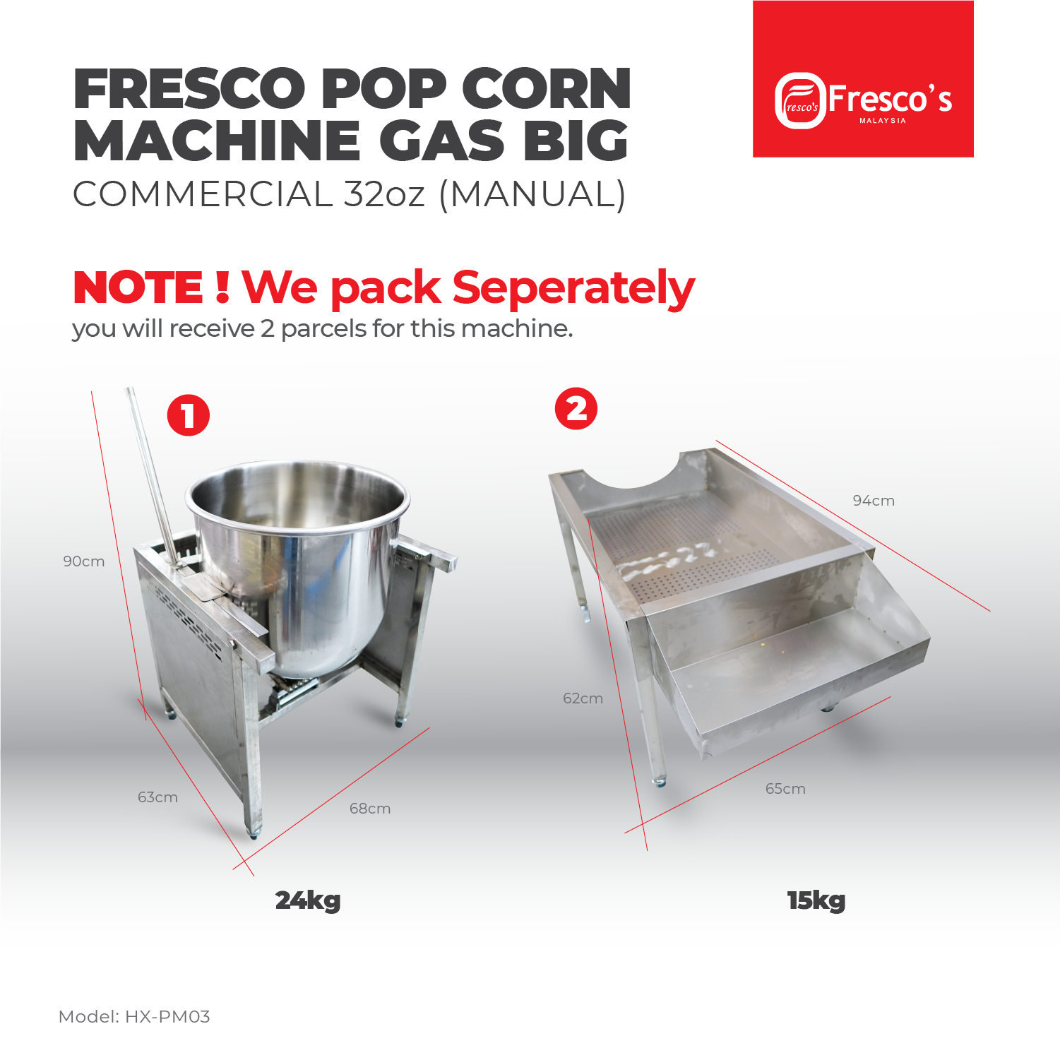 Popcorn Machine Gas Big Commercial Manual 32oz