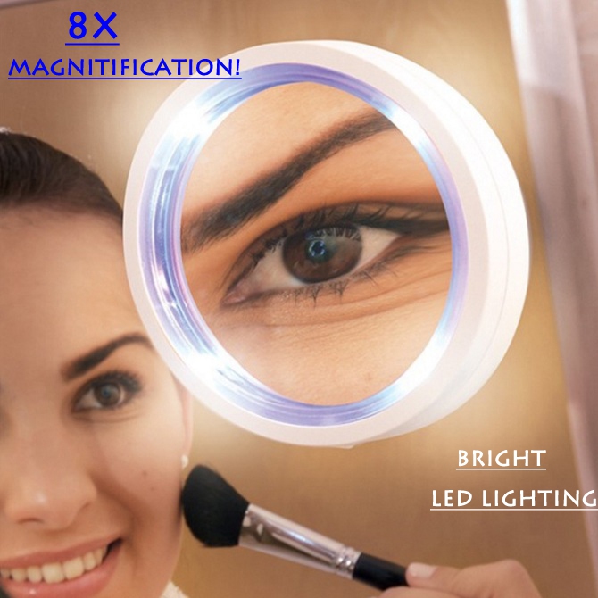 Portable 8x Magnifying Glass Led Makeup Mirror