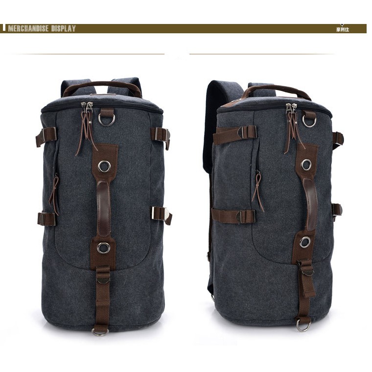 Portable Canvas Backpack Rucksack Travel Bag Laptop Hiking Luggage Men Backpac