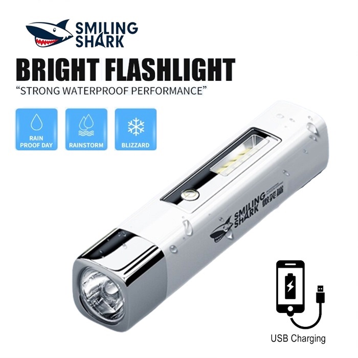 Portable Mini High Light Flashlight Smiling Shark Power Ultra Waterproof Brigh