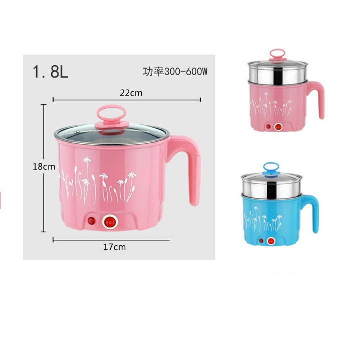 Portable Multifunctions 1.8L Mini Electric Cooker Cooking Steamboat Pot