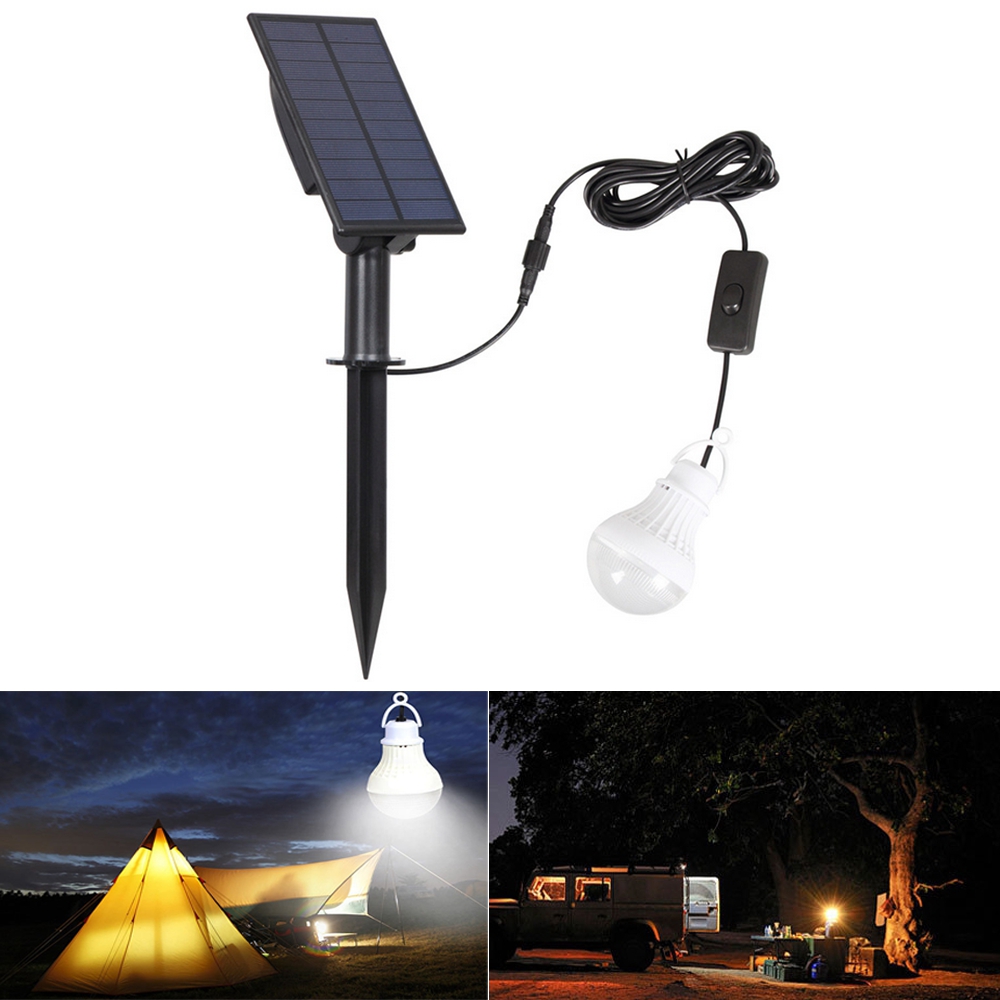 Portable Solar Panel Power Led Bulb Waterproof Light Sensor Outdoor C