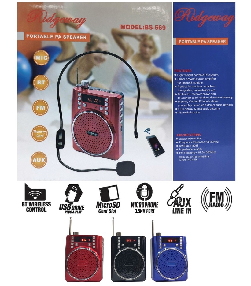 Portable Waistband Voice PA Amplifier Loudspeaker With 3.55mm Microphone Confe