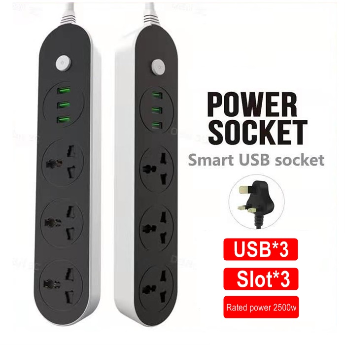 Power Strip 3 Universal Socket 3 USB Output 3.4A UK Plug Travel Accessories pl