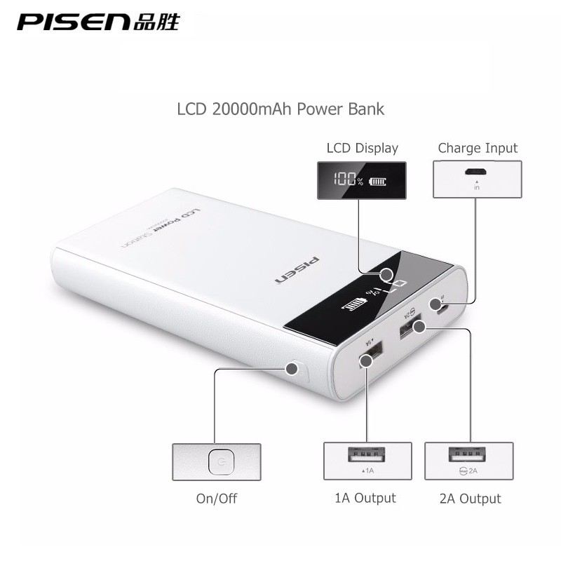 PowerBank Fast Charging 20000mAH Dual USB LCD 2.0 Port