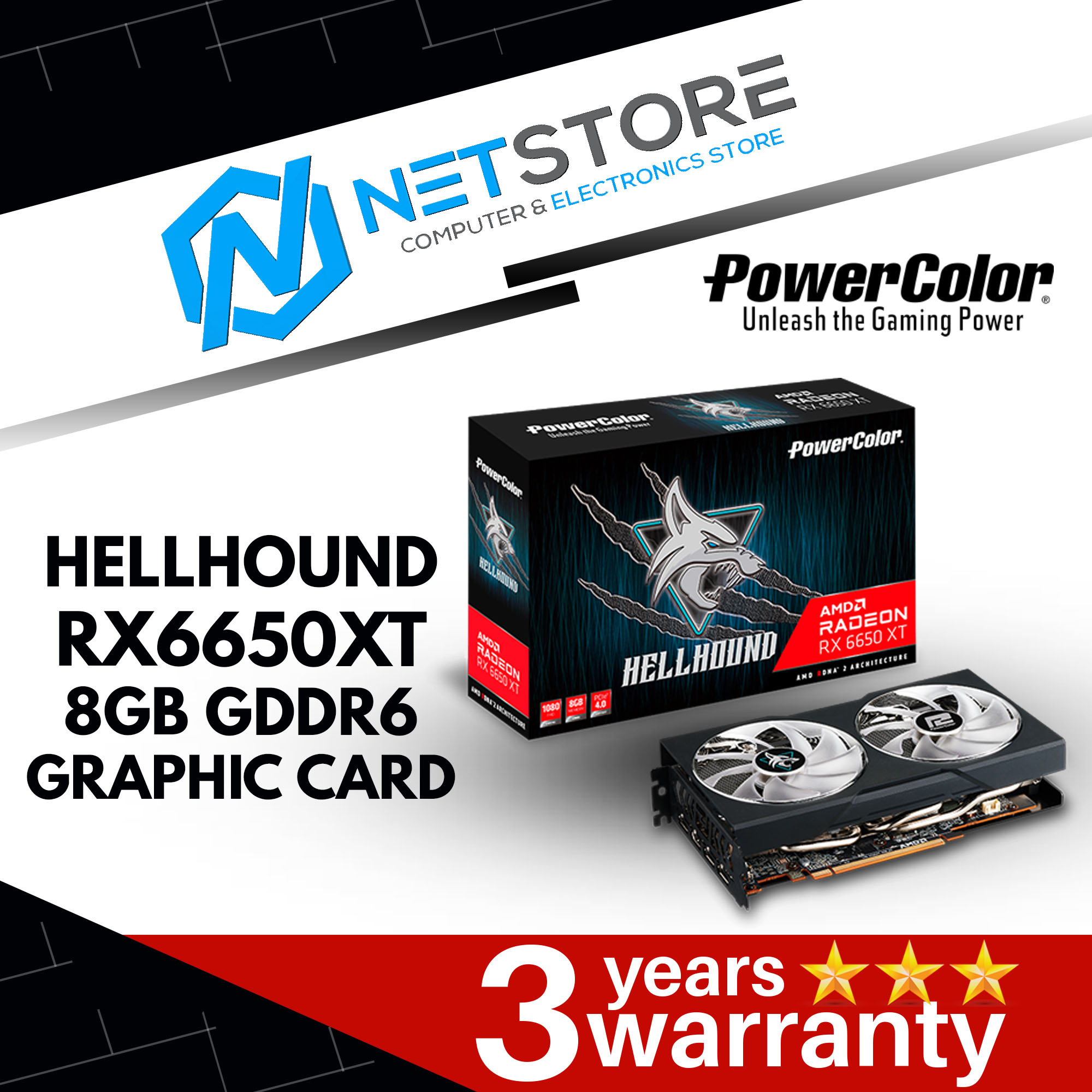 POWERCOLOR HELLHOUND RX6650XT 8GB GDDR6 GRAPHIC CARD