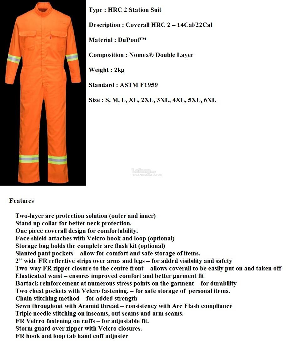 PPE Arc Flash Suit Nomex IIIA HRC 2 14Cal FR S to 6XL AFHRC214 SWS