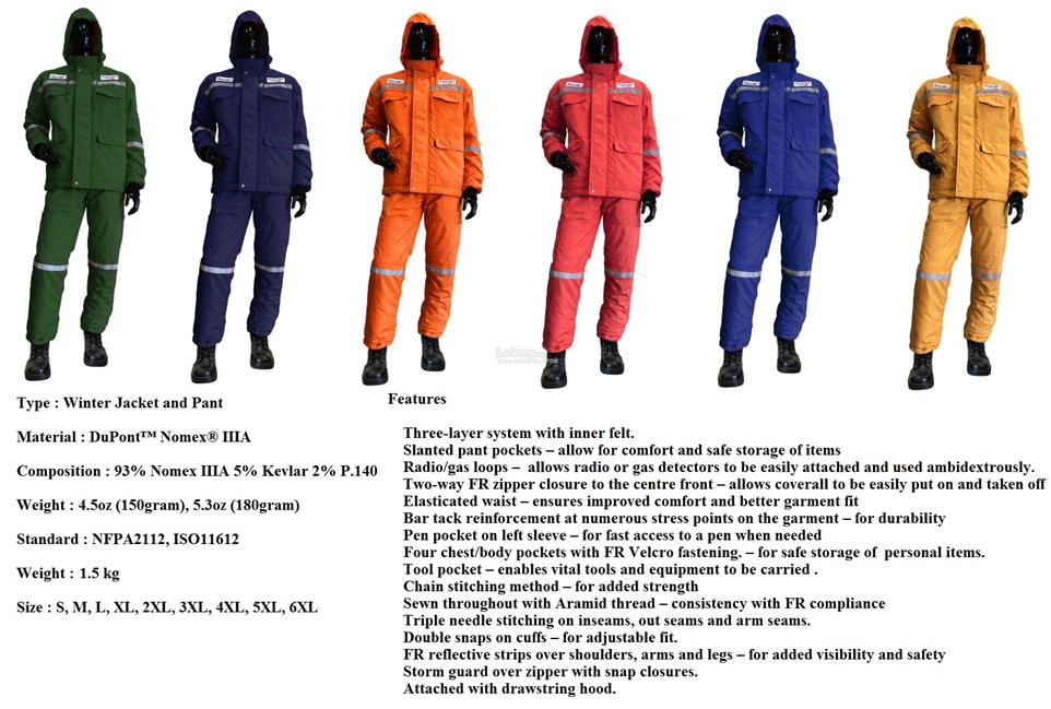 PPE Safety Apparel Winter Suit Nomex IIIA 150Gm FR S to 6XL WS01XX SWS