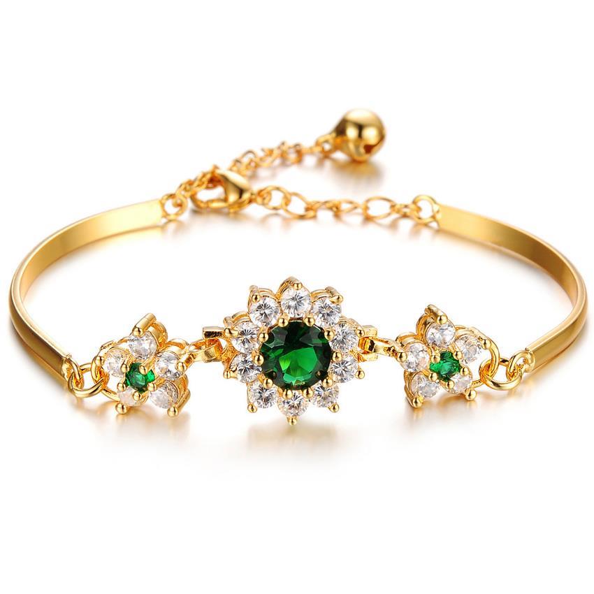 Premium Emerald GemStone 18K Gold Plated Bracelet
