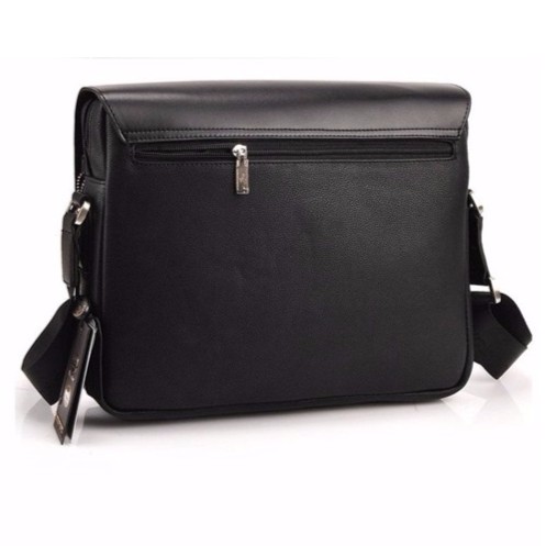 Premium Long Black Large Briefcase Business Leather Messenger Bag Men