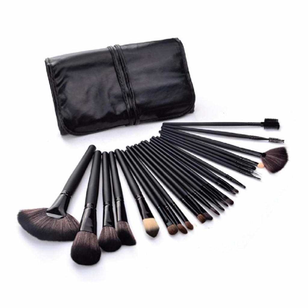 Professional Cosmetic Makeup Brush Set 24 Pcs With Pouch Bag (Black)