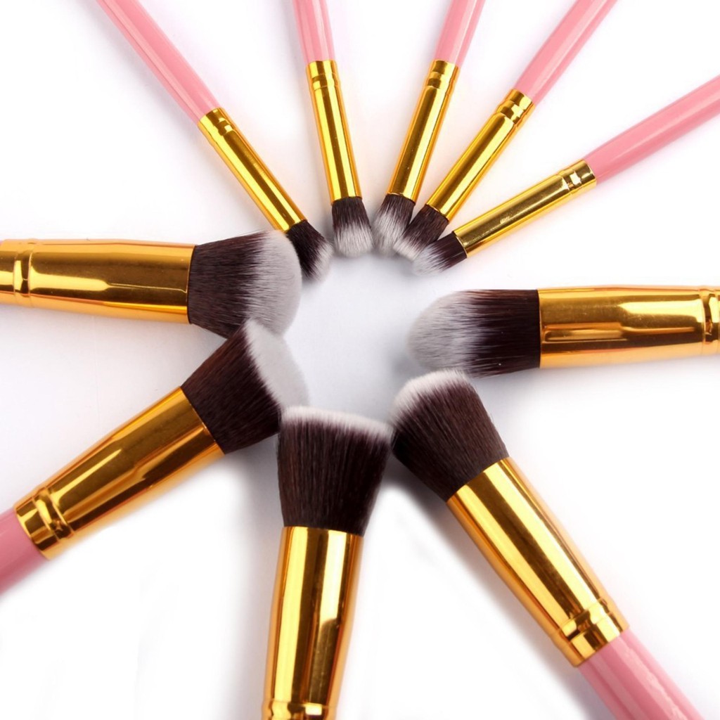Professional Cosmeticmakeupfoundation Brush Natural Makeup Face 10pcs (Pink)