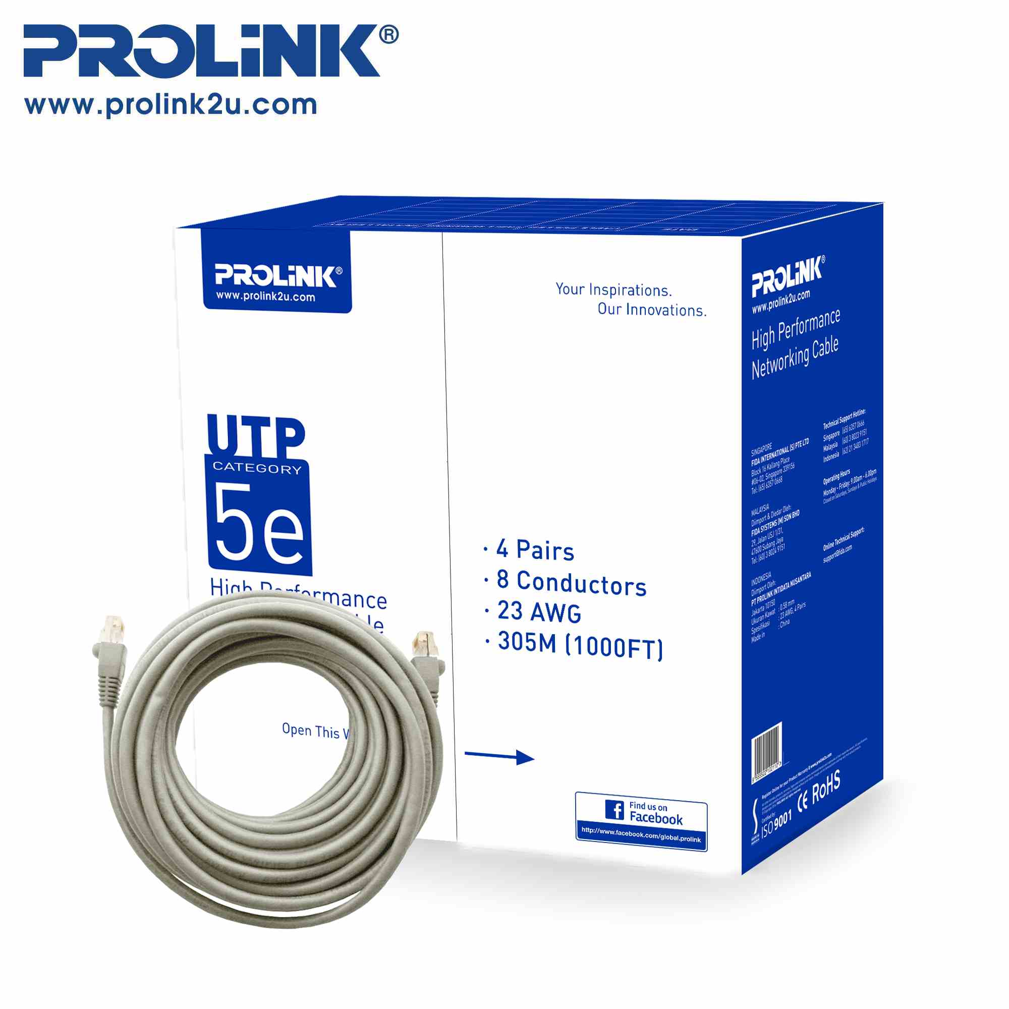PROLiNK CAT5E UTP Network Ethernet Cable (305m) HCCA Fluke Tested