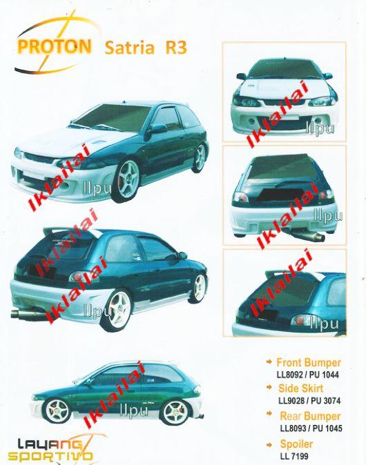 Proton Satria R3 Style Full Set Body Kit PU/Fiber [Bumper/Skirt] 