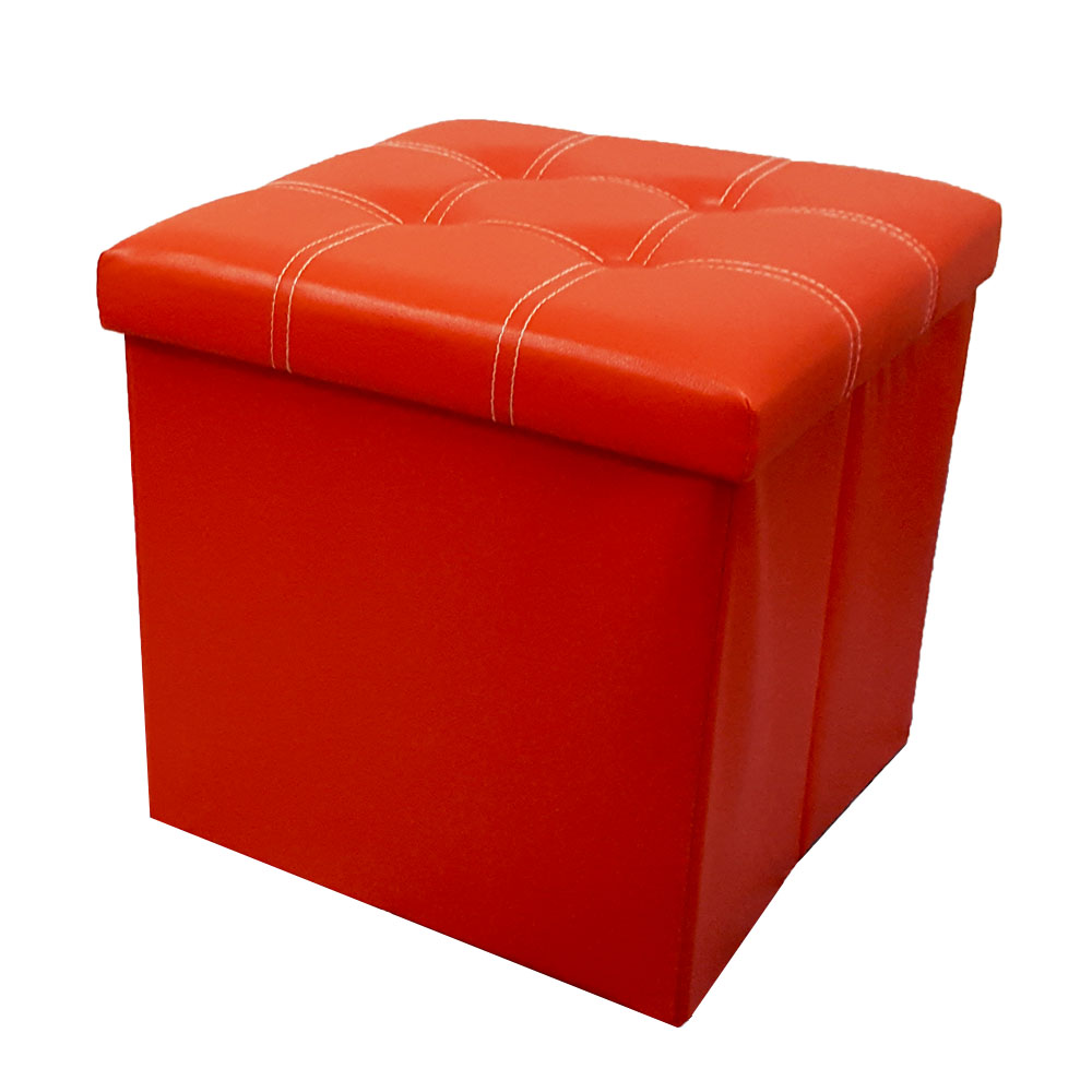 Pu Folding Storage Ottoman Cube Space Organizer Stool Foldable Chair R