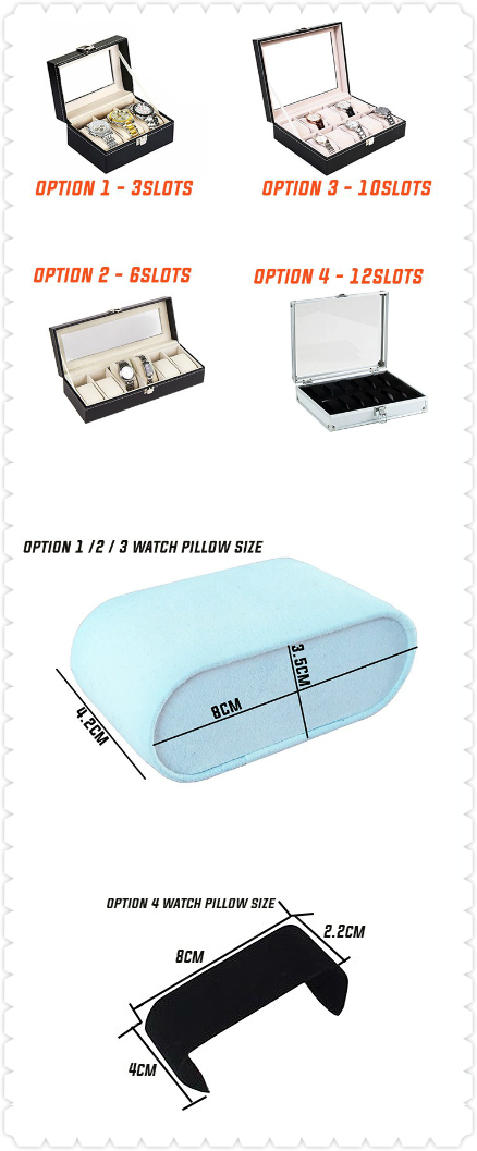 PU Leather 3,6  &amp; 10 Slot/Aluminum 12 Slots Watch Display Storage Box Jam 