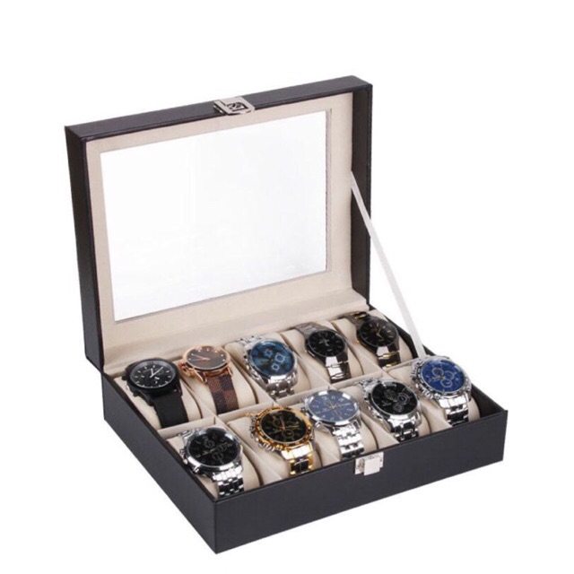 PU Leather Watch Slot Case Storage Box 6 10 12 slots