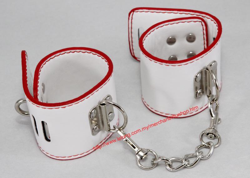 PU Leather White Wrist Hand Strap Buckle Lock Bracelet 