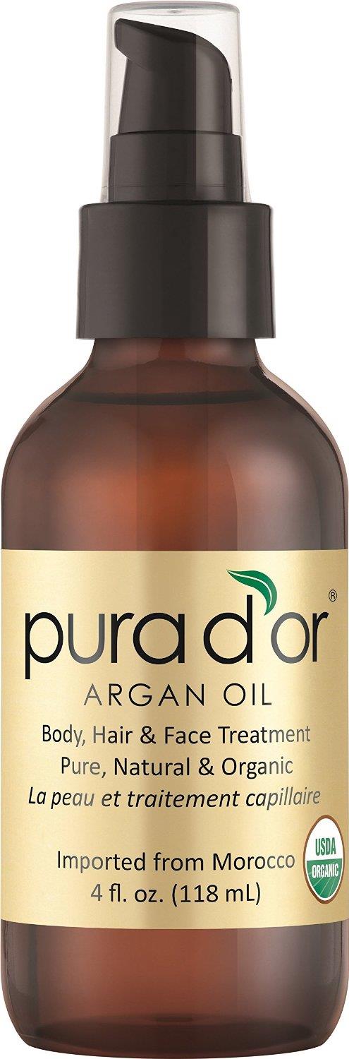 PURA D'OR Moroccan Argan Oil 100% Pure USDA Organic Face, Hair, Skin