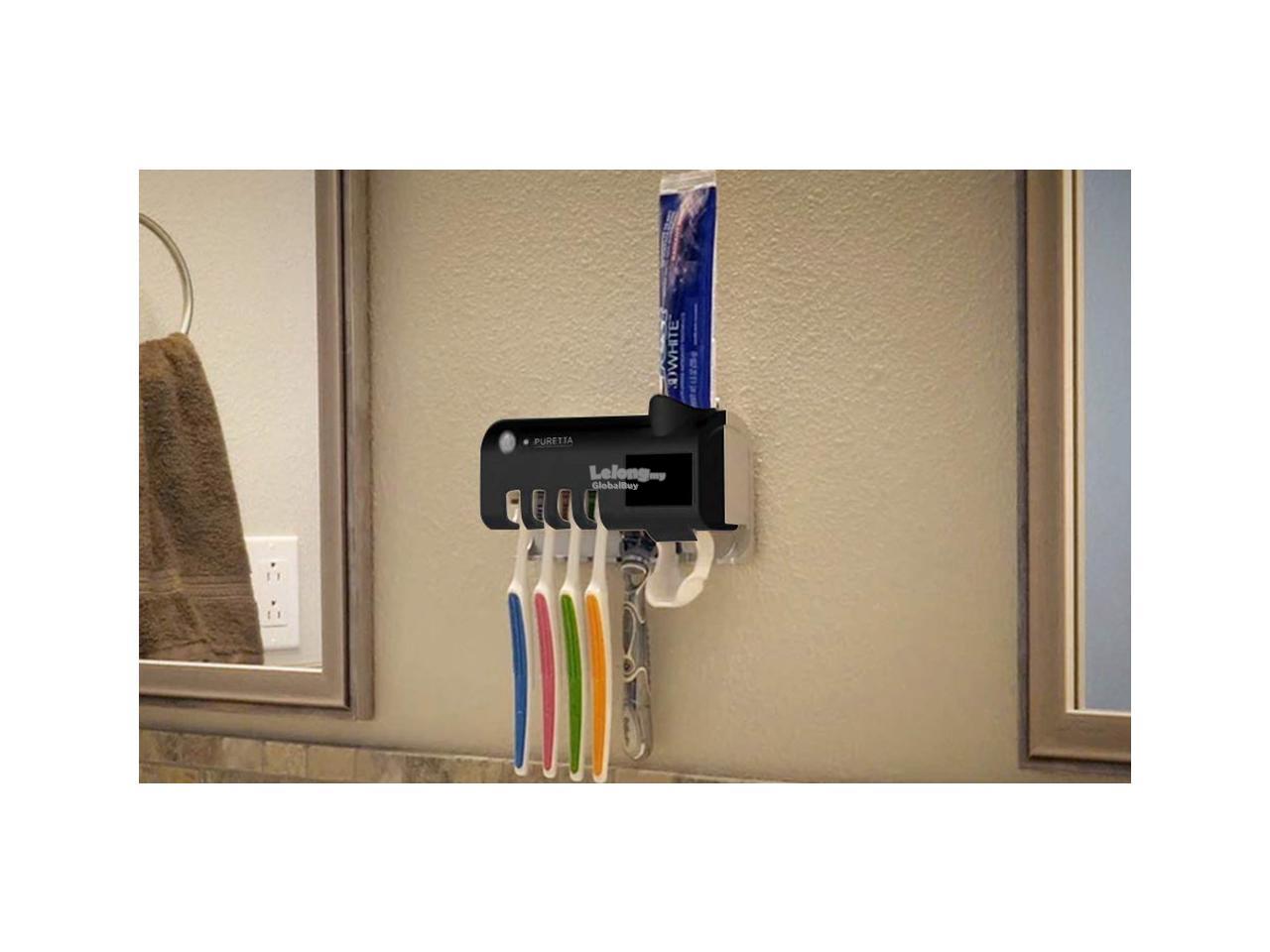 PURETTA Solar Powered UV Light Sterilizer Toothbrush 4 Holder Cleaner 
