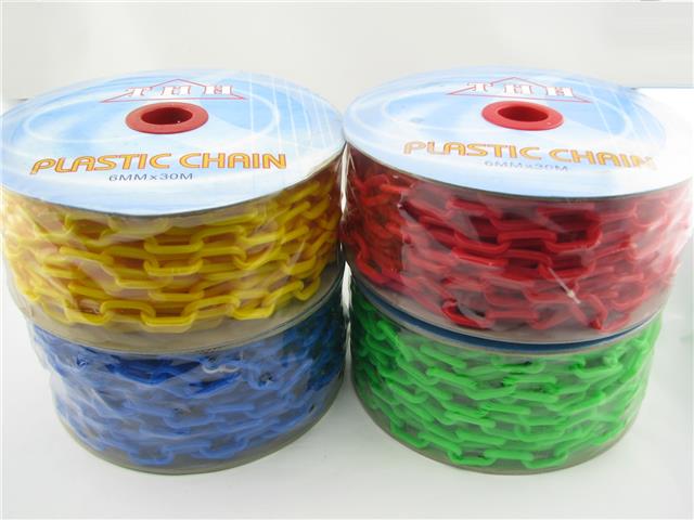 PVC PLASTIC CHAIN  &ndash; 6MM X 25M / 30M - RED / YELLOW / BLUE / GREEN