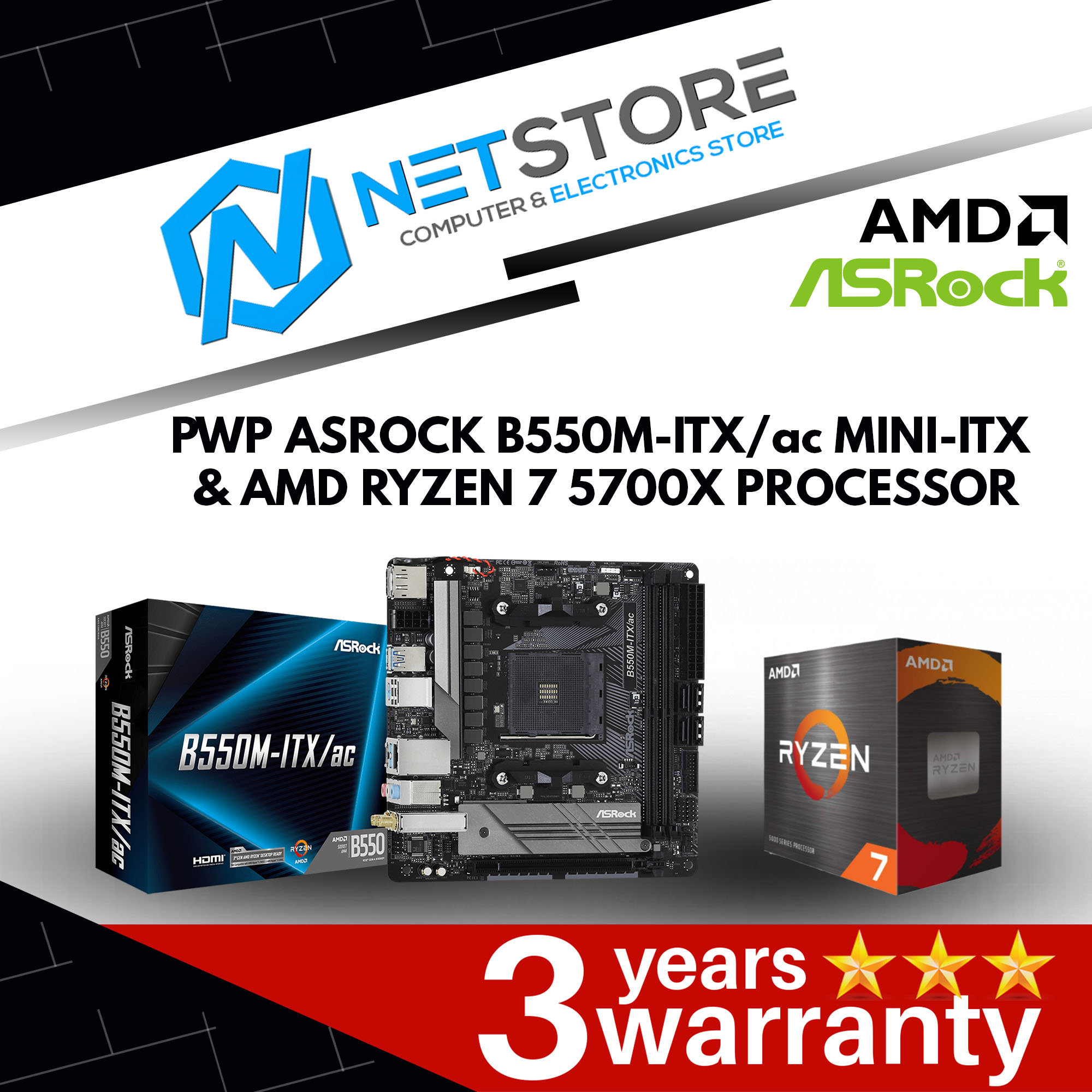 PWP ASROCK B550M-ITX/ac Mini-ITX &amp; AMD RYZEN 7 5700X PROCESSOR