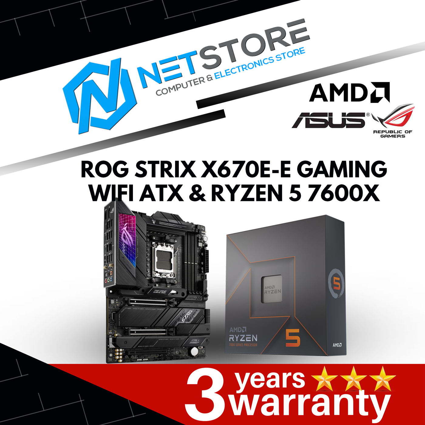 PWP ASUS ROG STRIX X670E-E GAMING WIFI &amp;AMD RYZEN 5 7600X PROCESSOR