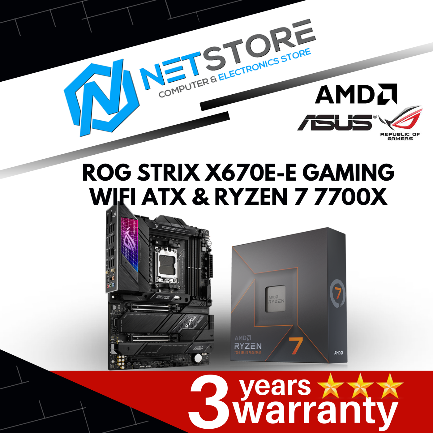 PWP ASUS ROG STRIX X670E-E GAMING WIFI &amp; AMD RYZEN 7 7700X PROCESSOR