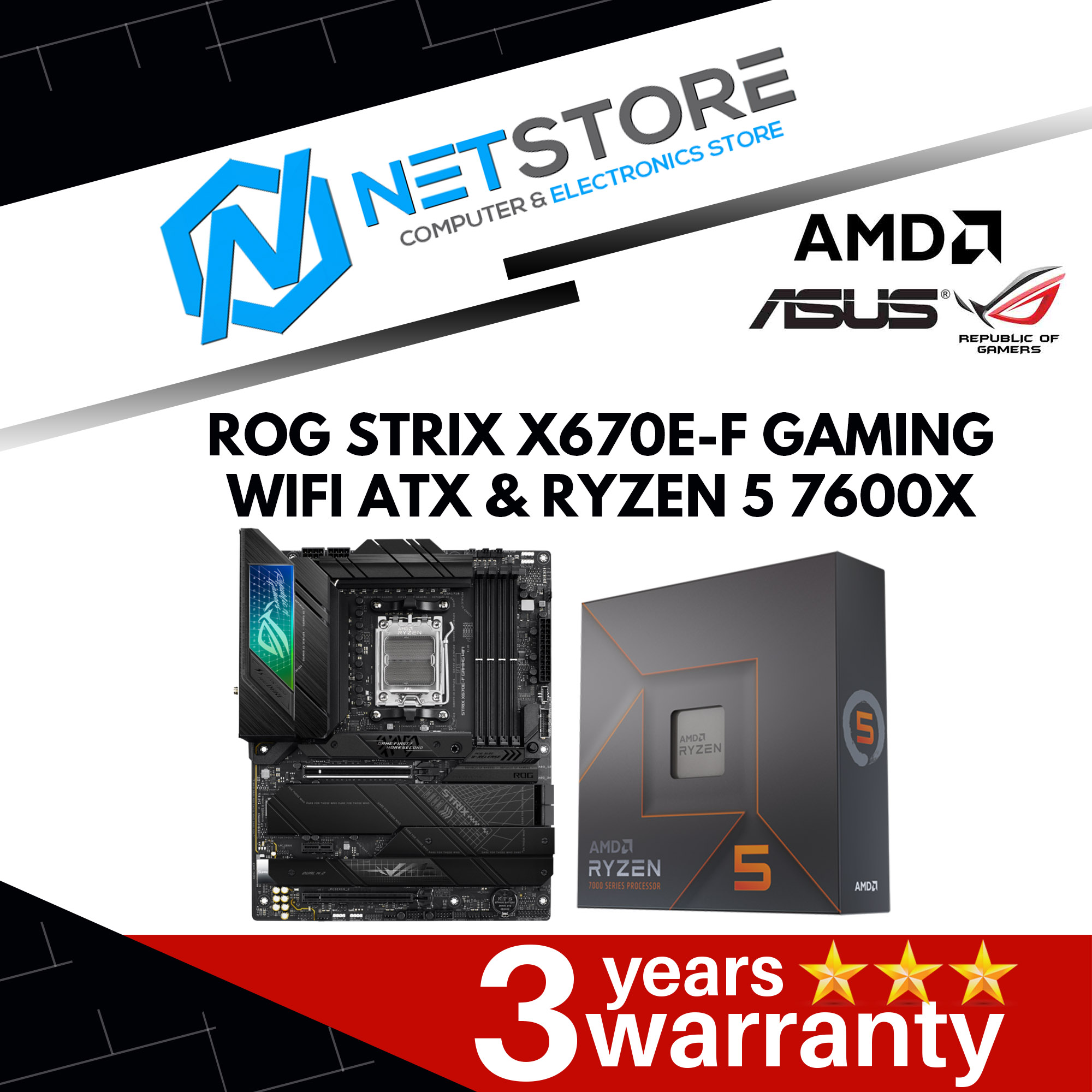 PWP ASUS ROG STRIX X670E-F GAMING WIFI ATX &amp; AMD RYZEN 5 7600X