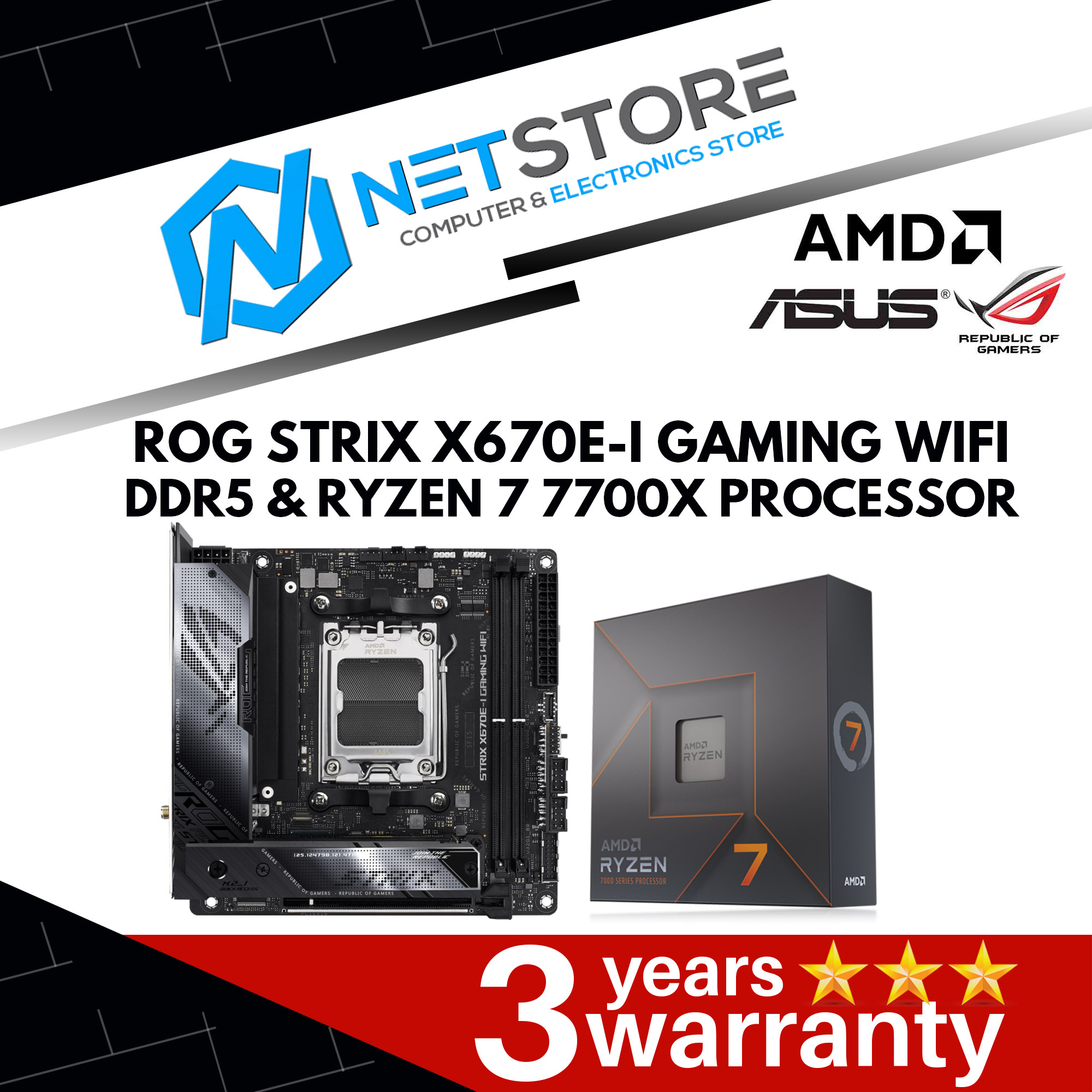 PWP ASUS ROG STRIX X670E-I GAMING WIFI DDR5&amp;AMD RYZEN7 7700X PROCESSOR