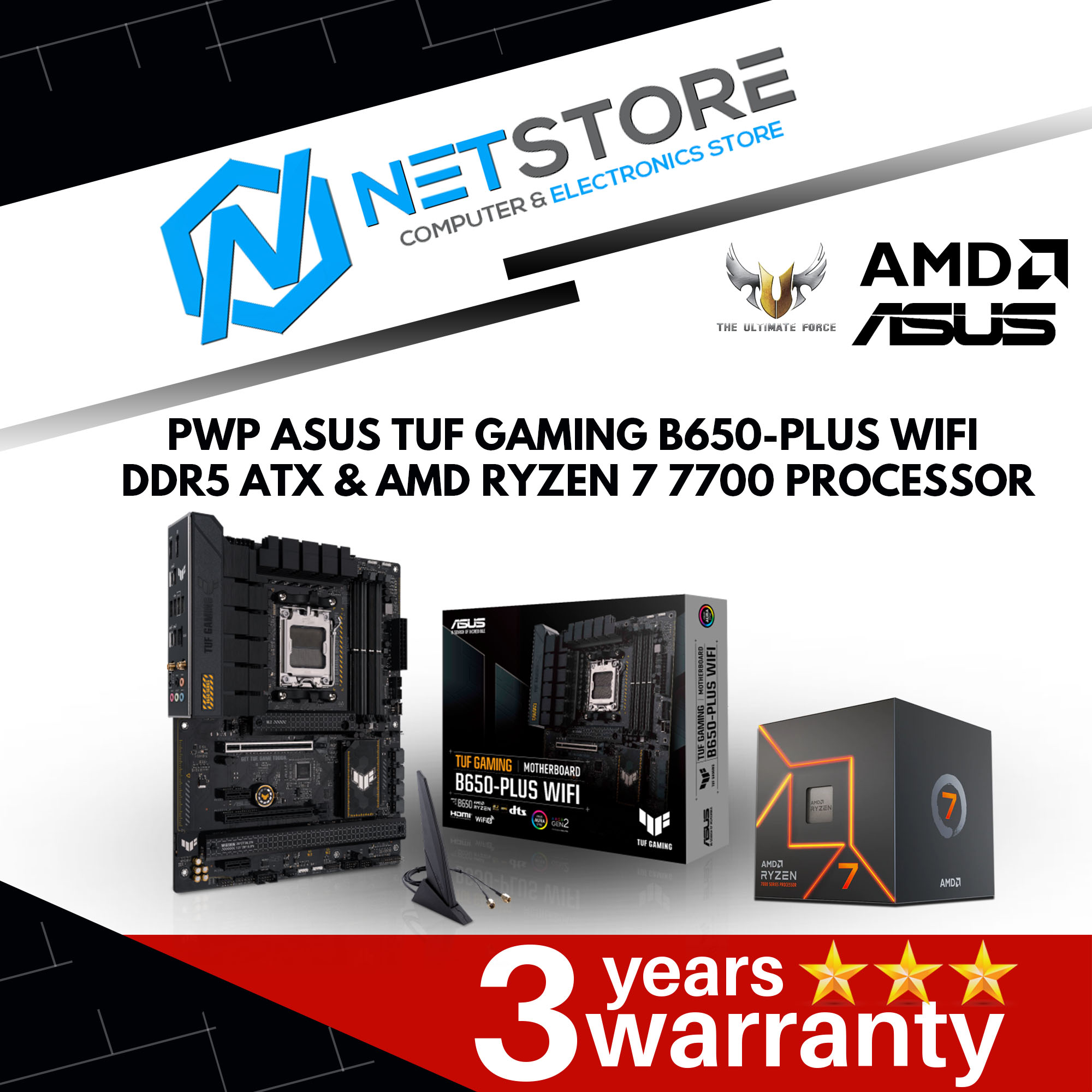 PWP ASUS TUF GAMING B650-PLUS WIFI DDR5 ATX &amp; AMD RYZEN 7 7700