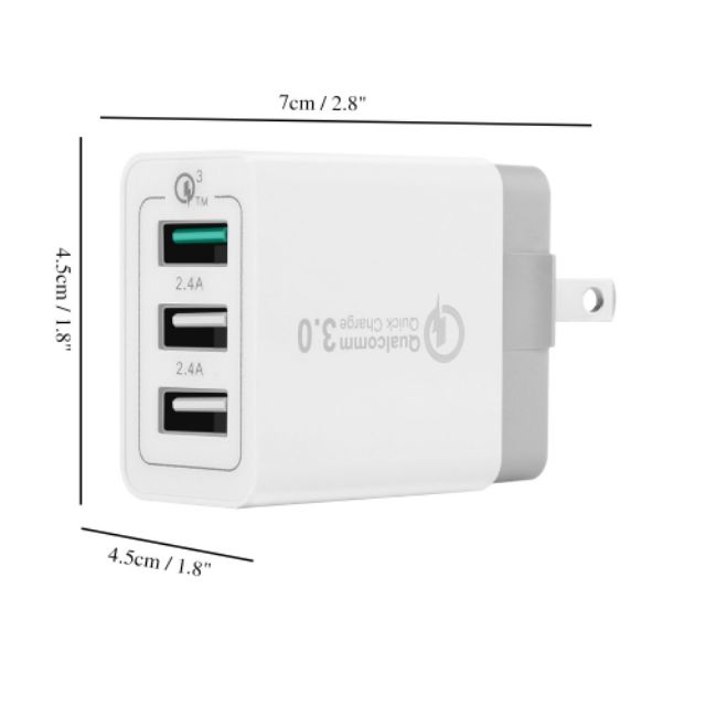 QC3.0 3-Ports USB Quick Charge Wall Charger Travel Adapter Qualcomm 3.0 Quick 
