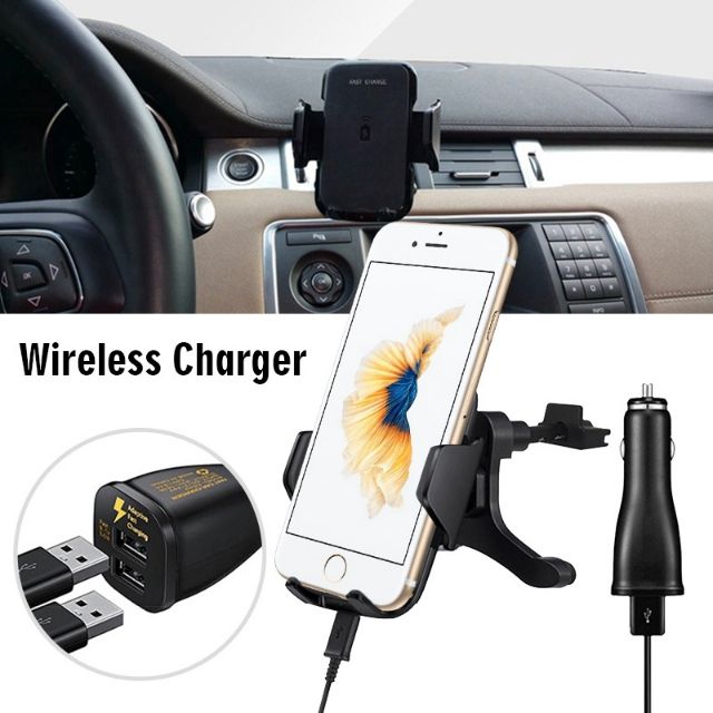 Qi Car Wireless Fast Charger Phone Holder Air Vent Style Charging Pad