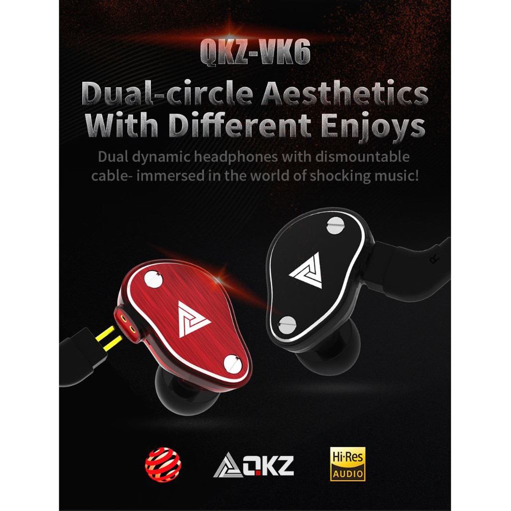 QKZ VK6 HD Sound Deep Bass In-Ear Sport DJ Earphones Headset PUBG Gaming Mic