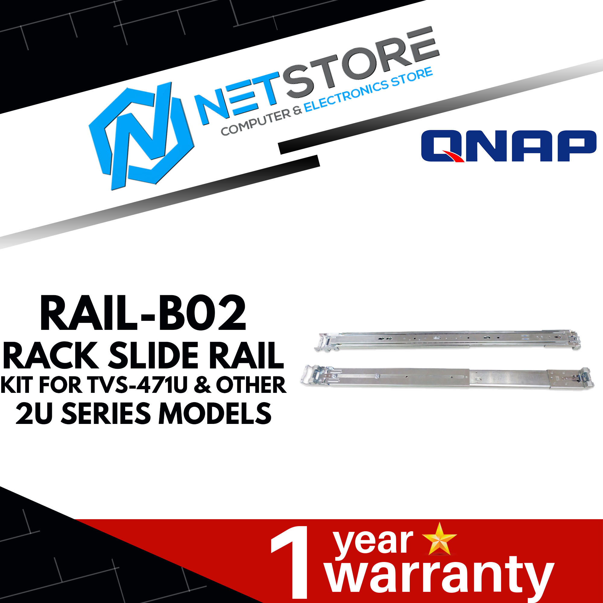 QNAP RAIL-B02 RACK SLIDE RAIL KIT FOR TVS-471U&amp;OTHER 2U SERIES MODELS