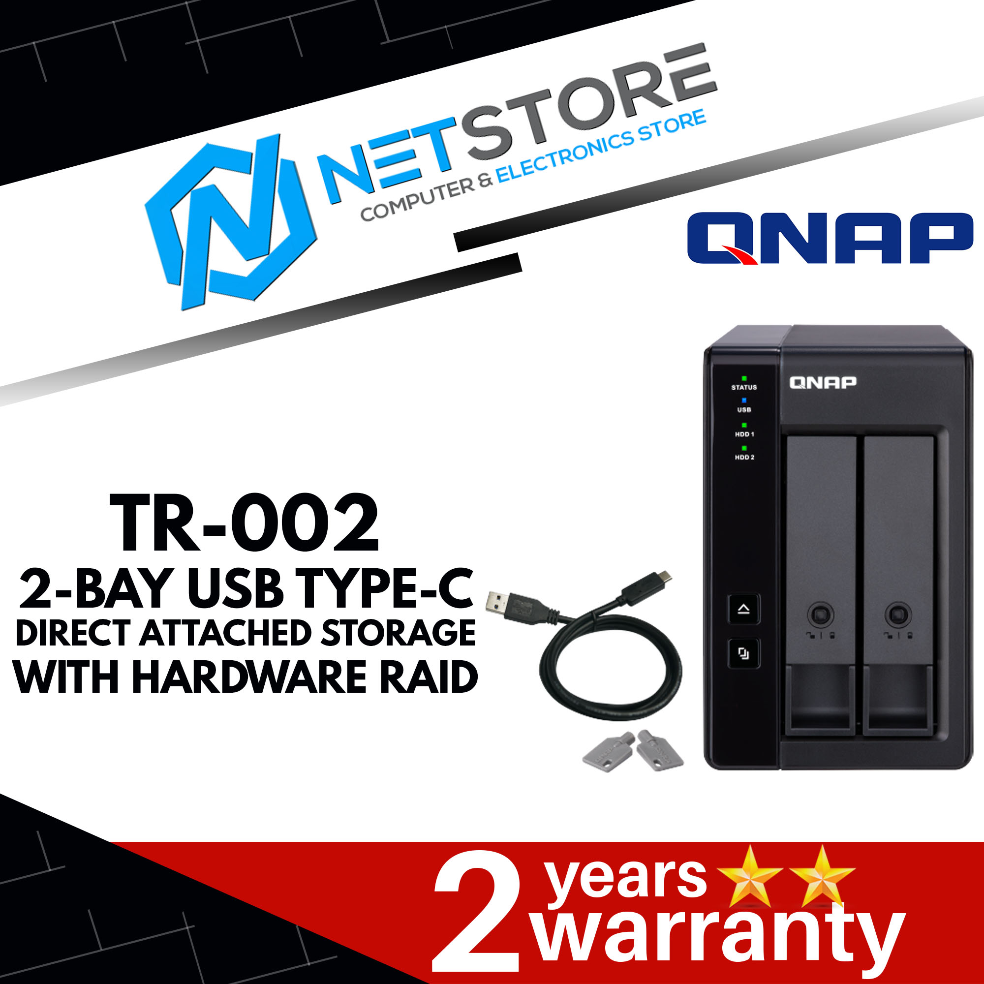 QNAP TR-002 2-BAY USB TYPE-C DIRECT ATTACHED STORAGE HARDWARE RAID