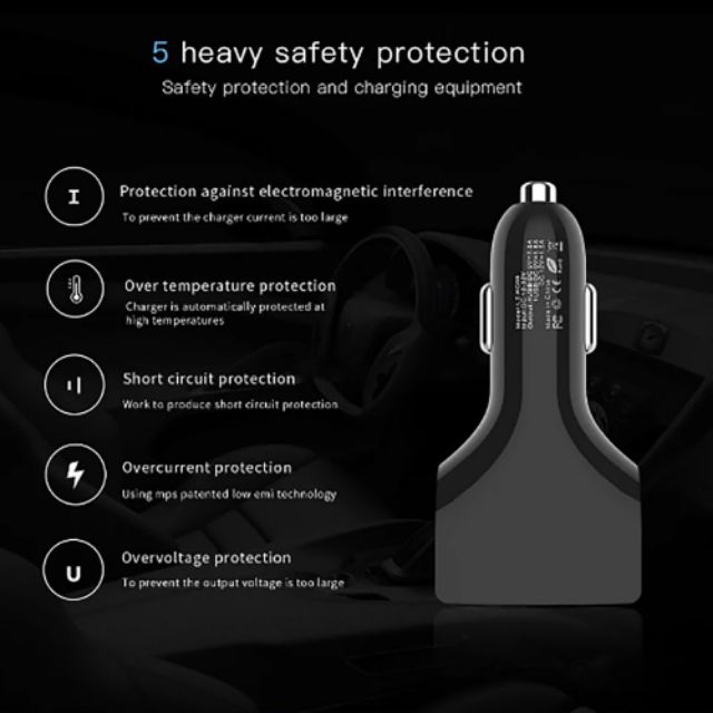 Qualcomm Certified QC3.0 Quick Charge Adaptive 4 Port USB Fast Car Charger