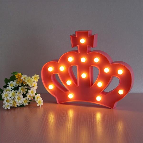  Queen Princess Kings Crown Marquee Sign Light Decoration for Bedroom