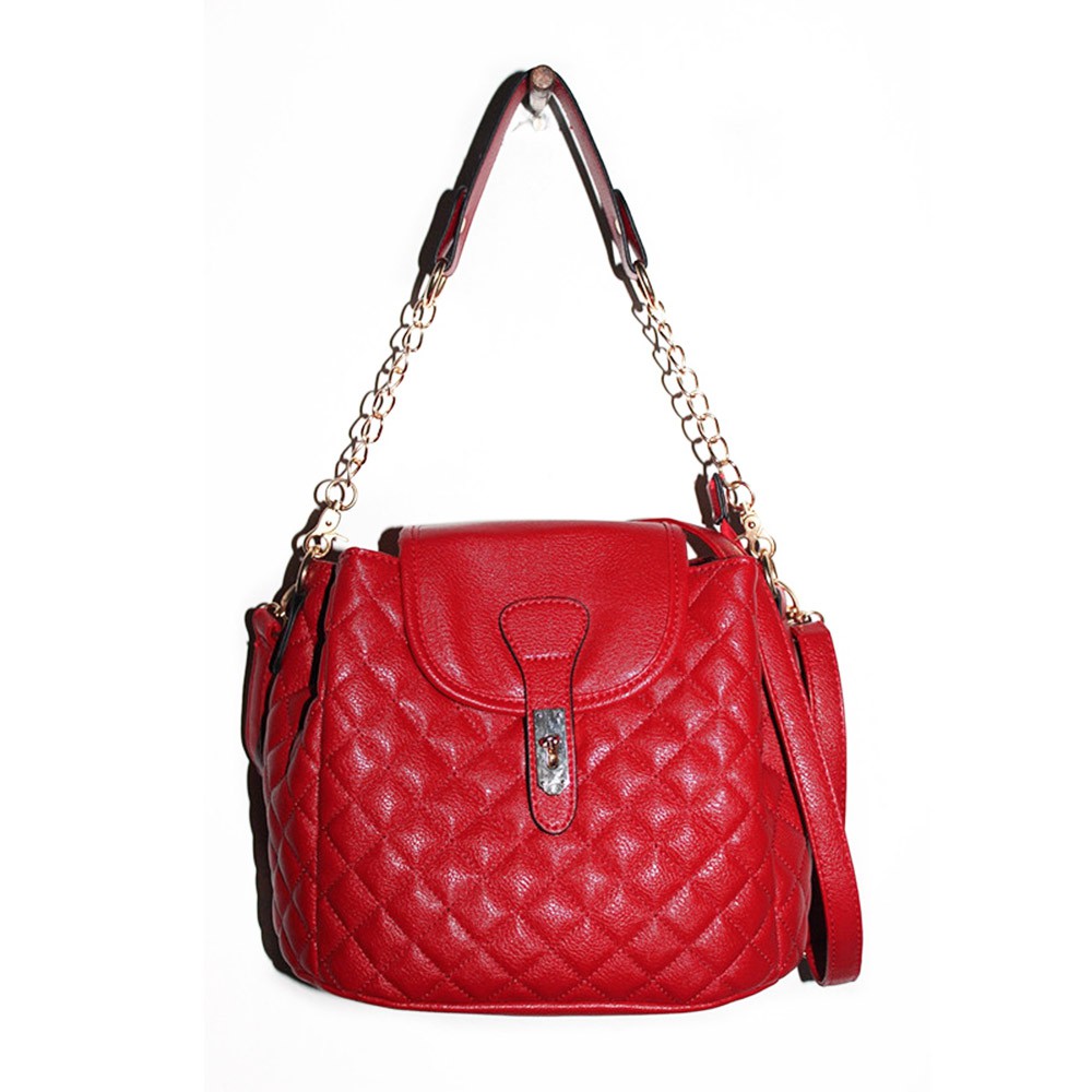 Quilted PU Leather Bucket Sling Bag Beg Tangan