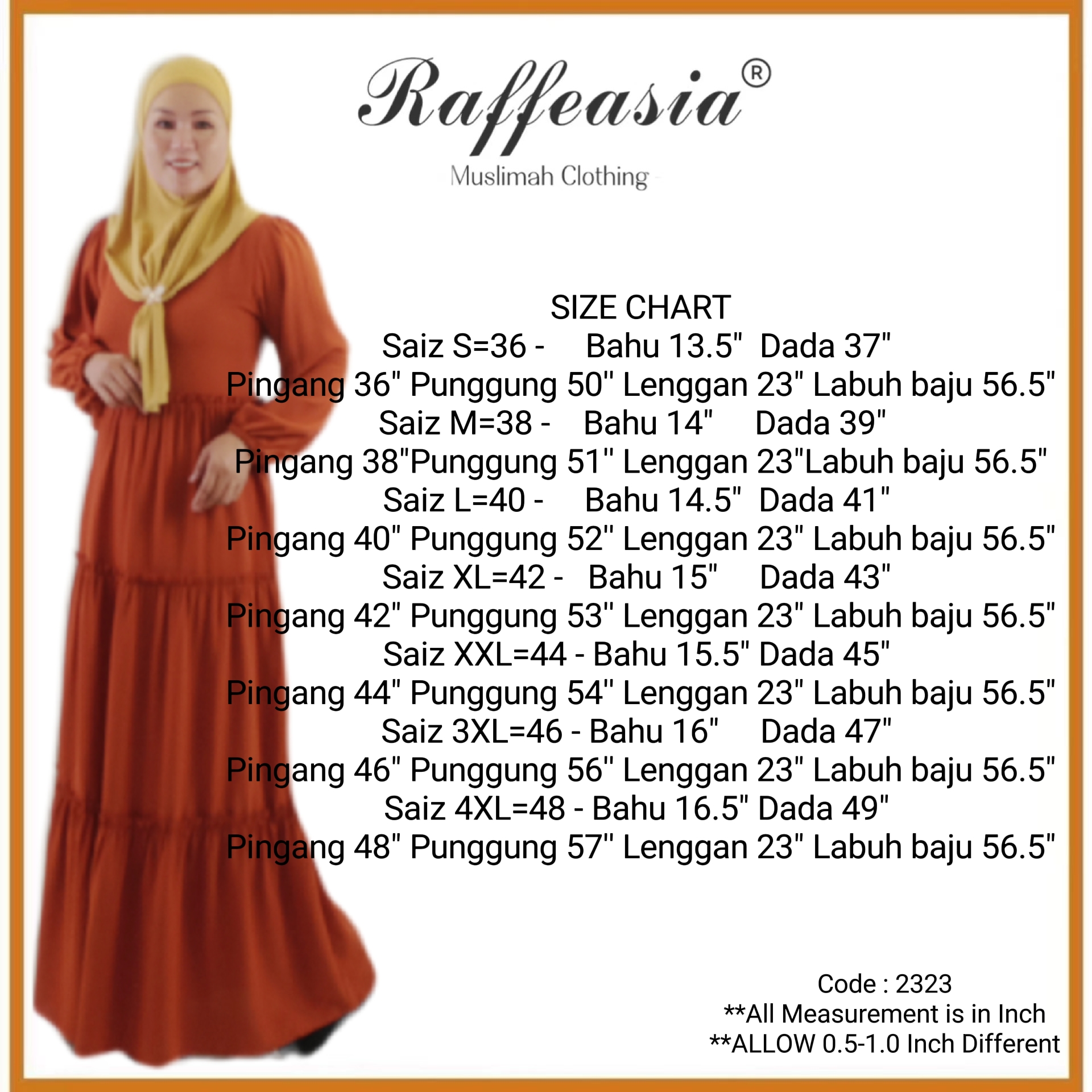 Raffeasia Dress Muslimah 3 Layer Plain Labuh Ready Stock
